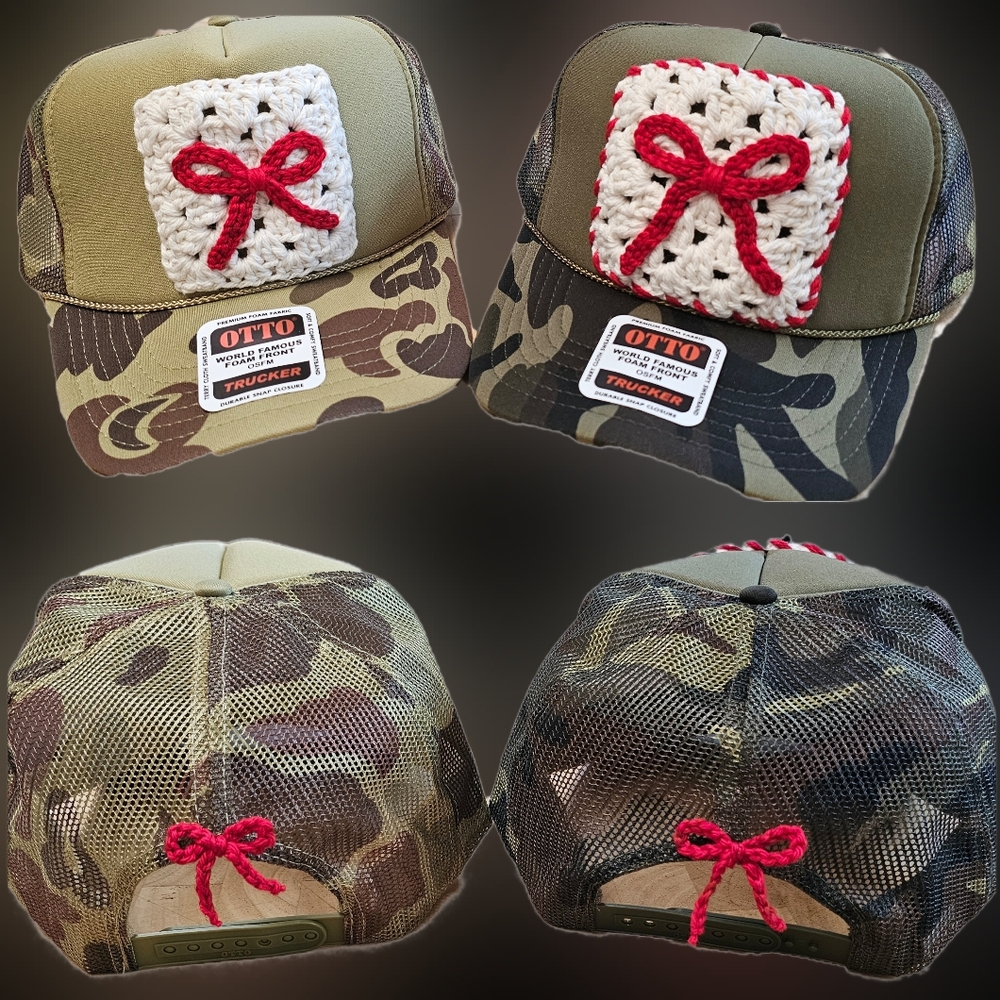 New Otto Camo Trucker Hats, Each with Red Bow Patch *💥 Price Per Item**